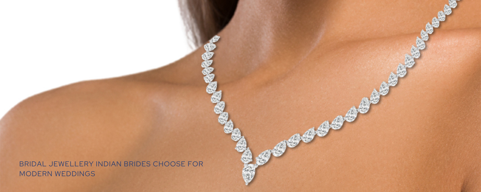 diamond bridal jewellery necklace worn by a woman